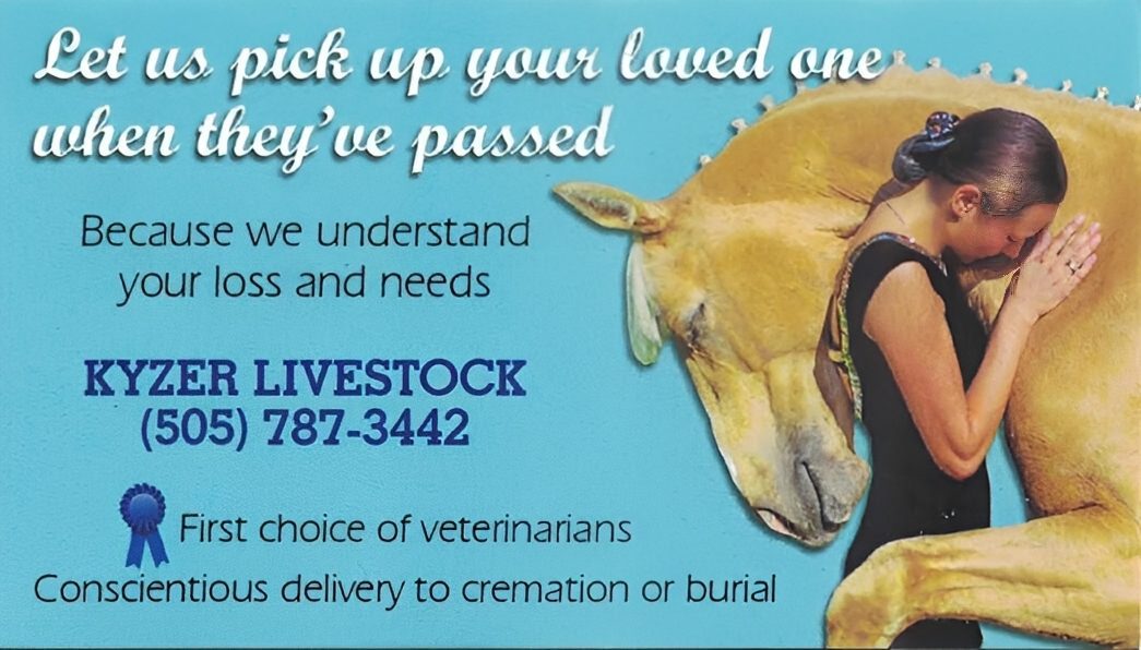 Girl hugging horse on livestock cremation advertisement